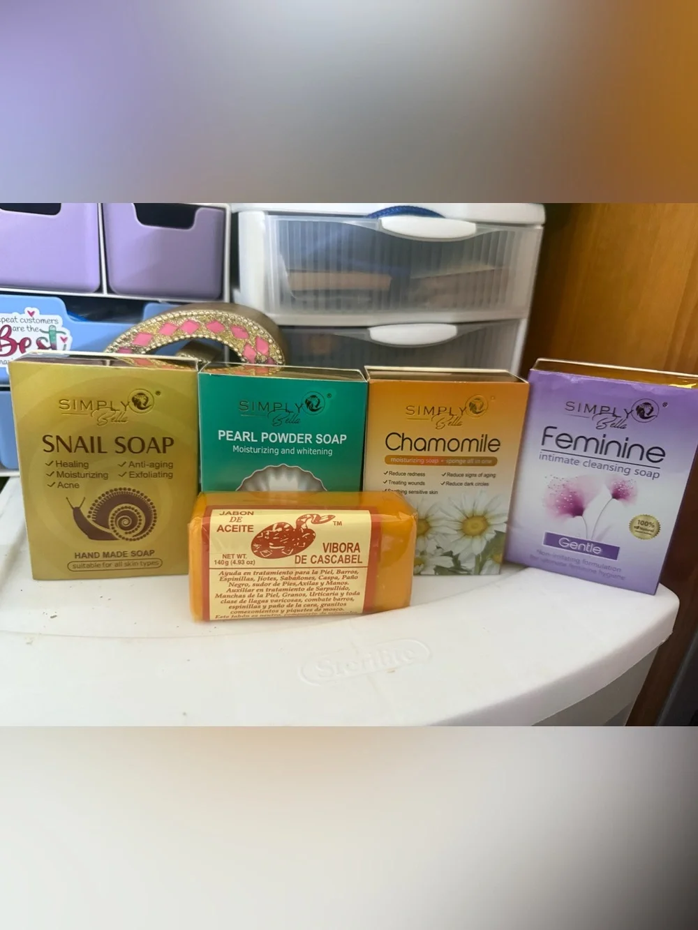 Bath Soap Variety Pack - Purple, Green, Gold, Yellow